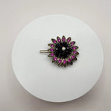 Vintage 80s Pink Rhinestone Flower Brooch Gold Tone Sunflower Pin Retro Jewelry Sunflower