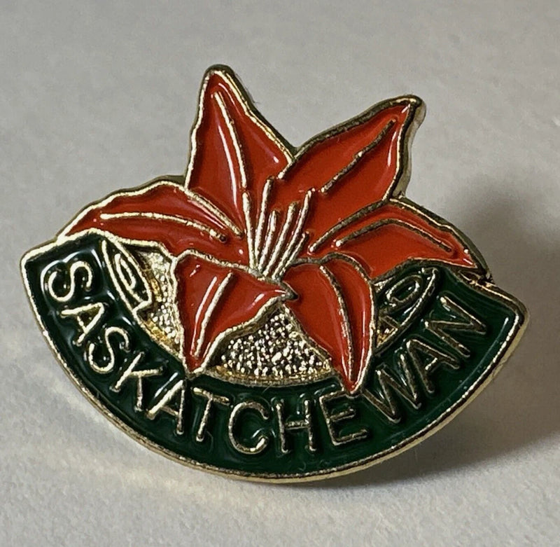 Tiger Lily Saskatchewan Flower Provincial Sask Canada Orange Retro Hat Lapel Pin Lily