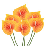 6Pcs 13" Artificial Anthurium Lily Flowers Floral Bouquet Decor, Dark Orange Lily