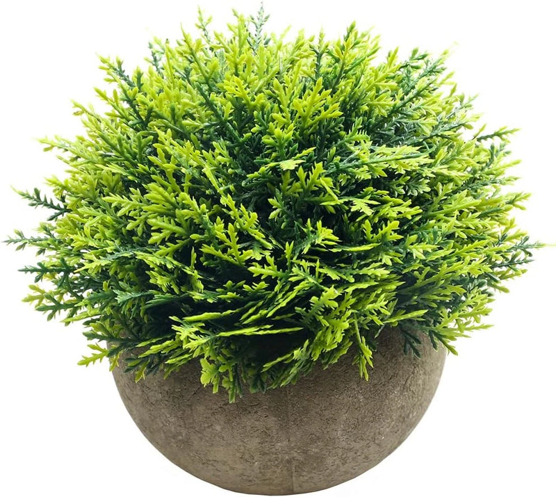 Mini Fake Cypress Cedar Plants for Bathroom Home Office Desk Decor, Green Green Plant