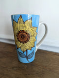 Tall Sunflower Ceramic Coffee Mug Tea Drink Sunflower