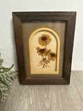Vintage Pressed Dried Flowers Framed Artwork Yellow Brown Dried Flower