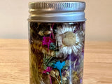 Floral Herbarium Bottle, Dried Flowers in Oil, Glass Jar of Dry Herbs & Flowers Dried Flower
