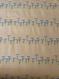 Yellow Gingham with Blue and Green Embroidered Flowers Fabric BY THE YARD Flowering Plants