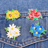 4X Floral Brooch Flower Sunflower Peony Daisy Lapel Pin Women Girl Jewelry Gift Sunflower