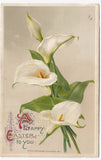 Happy Easter White Calia Lily Cut Flowers ART, 1915 John Winsch Postcard Lily