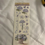 Miss Elizabeth's 4.25x12 Sticker Sheet 2 Sided Clear Hydrangea Flowers Hydrangea