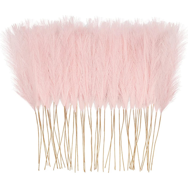50pcs Pink Faux Pampas Grass Decor, 21.6" Short Artificial Pompous Grass Flor... Pampas Grass