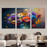 3pcs Bouquet Of Flowers Wall Art Metal Print Ready to Hang Art Bouquet