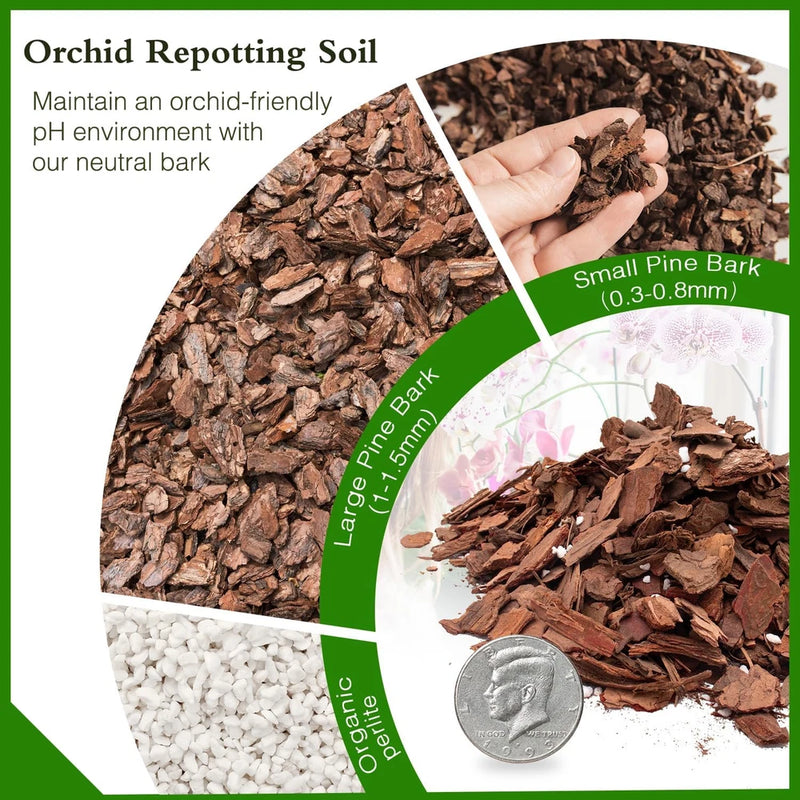 Orchid Bark Potting Mix,Premium Orchid Potting Mixture of Pine Bark and Perli... Orchids