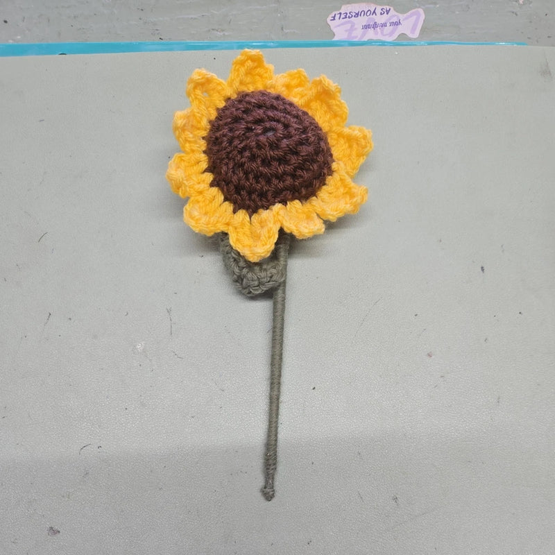 Knitted Crochet Sunflower Flower, Handwoven Flower Girl Gift Sunflower