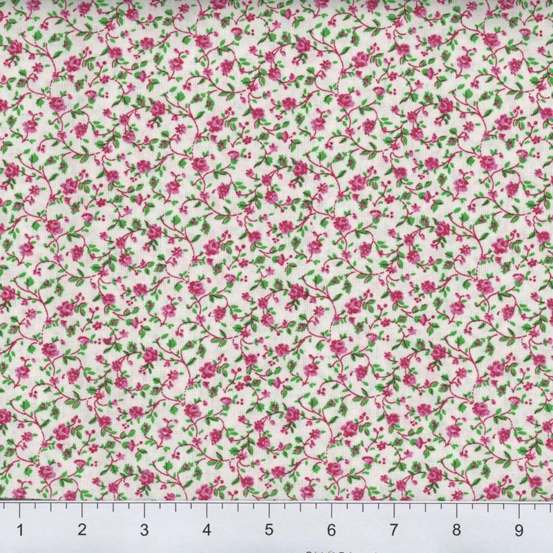 Quilters Calicos Pink Fabric 181 BTY Flowering Plants