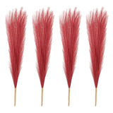 4 Pcs 17 Inch Faux Pampas Grass Artificial Boho Decor Wine Red Dried Flower