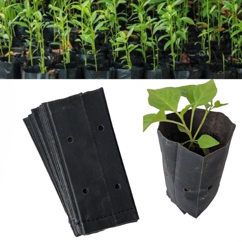 Thickened black nursery grow bags, set of plant pot bags with drainage holes