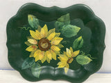 Porcelain Tray Hand Painted over original finish sunflower theme from Estate Sunflower