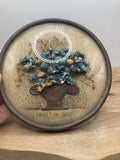 Vintage Dried Flower Arrangement Convex Glass Handmade Floral Art ÒTrust In GodÓ Dried Flower