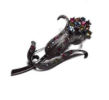 Flower Brooch Pin Tulip Lily Multicolor Rhinestone Floral Silver Tone Lapel EUC Lily