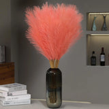 9 Stems Orange Pampas Grass - 38 Inch Tall Faux Pompous Decor, Pampas Grass