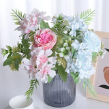 5 Head Artificial Peony Silk Flowers Bouquet for Studio Photography Decor Peony