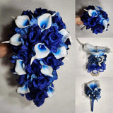 Royal Blue Rose Calla Lily Bridal Wedding Bouquet Accessories Bouquet