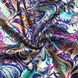 58'' Wide By Yards Stretch Satin Fabric Vintage Paisley Silky Charmeuse Material Flowering Plants