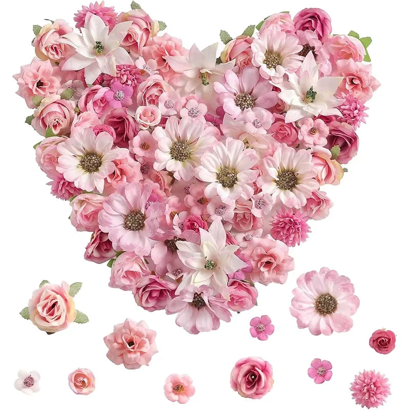 50pcs Mini Artificial Daisy Peony Flower Heads Fake Flowers Ornament Desk Decor Peony