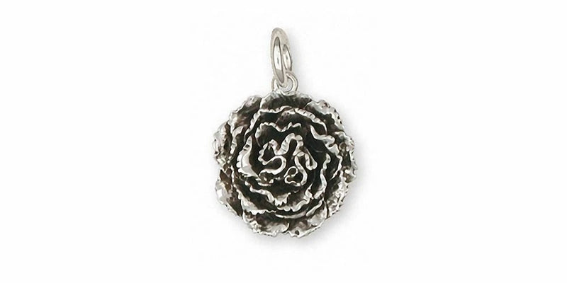 Sterling silver handmade carnation flower charm with top loop