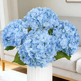 4 Pcs 21" Hydrangea Artificial Flowers, Realistic Blue Latex Real Touch Faux Hyd Hydrangea