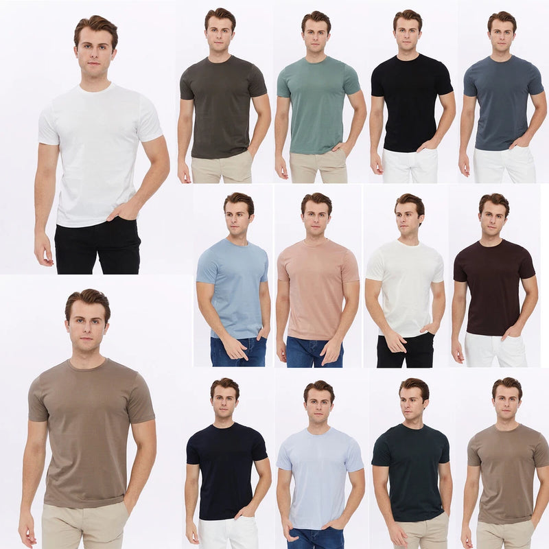 Men's mercerized cotton crew-neck t-shirt with short sleeves
