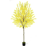 6FT Tall Artificial Winter Jasmine Tree, Fake Tree for Home Office Decor, Yellow Green Plant