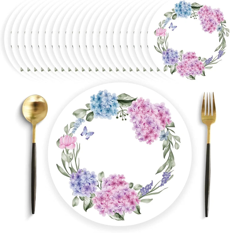 50 Pack Hydrangea Floral Paper Placemats 13.7 Inch Butterfly Flower Disposable R Hydrangea