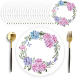 50 Pack Hydrangea Floral Paper Placemats 13.7 Inch Butterfly Flower Disposable R Hydrangea