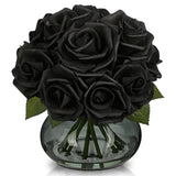 Black Roses Artificial Flowers in Vase Silk Fake Rose Bouquet Flowers Floral ... Hydrangea