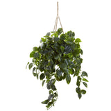 28" INDOOR OUTDOOR POTHOS HANGING BASKET PLANT ARTIFICIAL FAKE, UV RESISTANT Green Plant