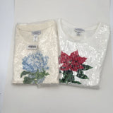 Catalog Favorites blouses (2) Both Size Large eembellished Flowers Hydrangea Etc Hydrangea
