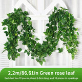 12pcs Artificial Plant Green Leaf Garden Wall Hanging Leaves Outdoor Decoration Green Plant