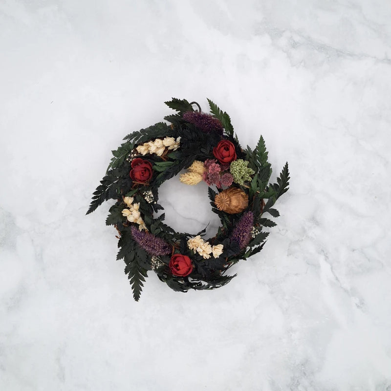 Handmade Leather Leaf Fern Grapevine Wreath Dried & Silk Flower Arrangement Dried Flower