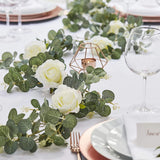 Ginger Ray -  Artificial Eucalyptus & White Roses Flower Garland Wedding Roses