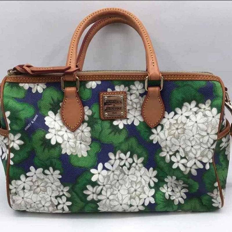 Dooney & Bourke Hydrangea Floral Satchel Hand Bag w/ Strap Crossbody Purse Hydrangea