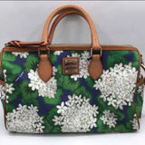 Dooney & Bourke Hydrangea Floral Satchel Hand Bag w/ Strap Crossbody Purse Hydrangea