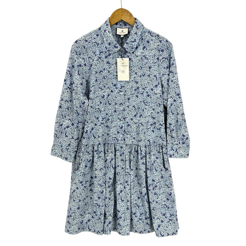 New! TUCKERNUCK Shirt Dress Hayes Blue Hydrangeas Button Front Large U996 Hydrangea