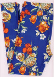 TC LuLaRoe Tall & Curvy Leggings Roses Flowers on Blue NWT H20 Roses