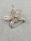 EXQUISITE SILVER LILY FLOWER FILIGREE BROOCH Lily