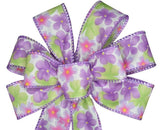 Small 5-6" Hand Made Purple Daisy Wired Wreath Bow -Spring Summer Flower Floral Daisies
