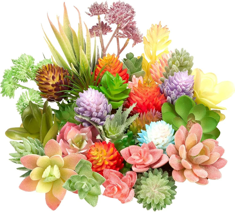 32 Pieces Mini Artificial Succulents Unpotted Realistic Artificial Fake Plants C Green Plant