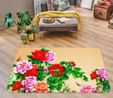 3D Peony Flower O7002 Game Rug Mat Elegant Photo Carpet Mat Romy Peony