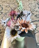 Artificial Multicolor Sunflower Flower Arrangement in yellow mug with bunny Sunflower