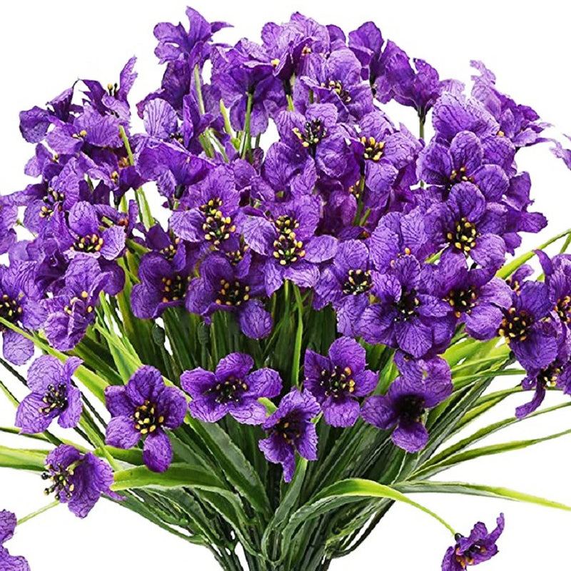 6 Bundles Artificial Flowers Outdoor UV Resistant Fake Violet Flowers Home Decor Roses