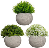 Mini Artificial Plants 3 Pack Fake Plants Potted Faux Green Grass Flower Plants Green Plant