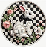 Metal Sign  Wreath Center  CUTE BUNNY RABBIT AND ROSES  8 x 8 Roses